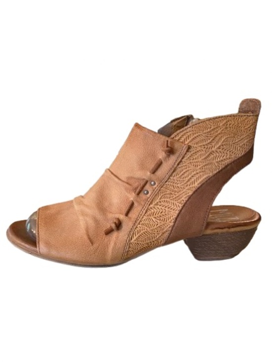 Miz Mooz Shoes - Miz Mooz Women’s Celia Tan Leather Peep Toe Bootie Size 7.5 - 8 Boho Sandal